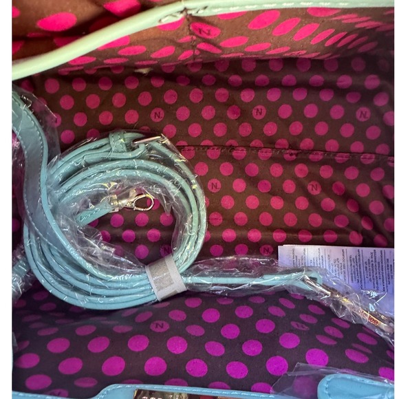 Nicole Lee USA Blue Floral Laser Cut Satchel Bag Rhinestone  New Color Block‎ - Picture 10 of 13